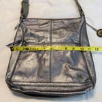 The Sak  Iris Metallic Silver Leather Crossbody Bag Purse Bird Floral Lining Photo 4