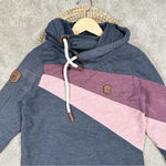 Naketano  Women’s Hoodie Pullover Brave New World in Gray Pink Maroon Rope M Photo 5