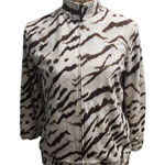 Zyngery Animal Print Full Zip Jacket Neutral Tones Lightweight Coat Size 0 Tan Photo 0