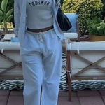 Brandy Melville John Galt Gray Cream Ribbed Newport Soft Casual Tank Top Photo 0