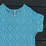Leo & Nicole Crochet Blue Short Sleeve Knit Top Cover Up Size XL Photo 1