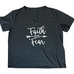 “Faith Over Fear” graphic short sleeve tee shirt, plus size 3X Black Photo 0