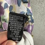 AGB Womens 2X Purple Floral Chiffon Lace Up Top Ruffle Short Sleeve Boho Photo 6