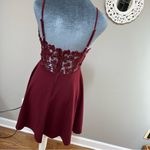 City Studios New Burgundy Red Mini dress lace size 1 Cocktail Prom Party Fit N Flare Photo 3