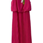 Sam Edelman NWT‎  Pleated Skirt Midi Dress Sz S Elegant Soft Chiffon Pink Halter Photo 0