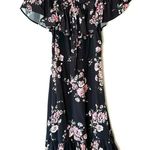 Jill Stuart Black & Pink Floral Off Shoulder Ruffled Knee Length Dress Size 2 Photo 4