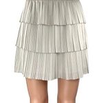 BCBGMAXAZRIA Zana Beige White Pleated Tiered Layered Mini A-line Skirt Size XXS Photo 0