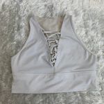 White Longline Sports Bra Front Laced Racer Back Sz Small? Photo 0