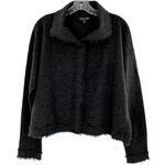 Eileen Fisher Charcoal Felted Merino Wool Fringed Cardigan Jacket Size Medium Photo 1