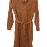 Gap  Shirt Dress Size S Brown Khaki Midi Summer Spice Fall Belted Pockets Rust Photo 0