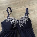 Savage X Fenty Navy Blue Embroidered Babydoll‎ Lingerie Size S Photo 2