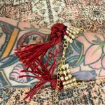 Free People  Boho Maroon Red Braided Threadwork & Crystal Floral Triple Bracelet Photo 4