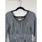 Madewell Womens Top Blue Sophie Textured Plaid Smocked Peplum Blouse Peasant XS Photo 6