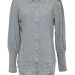 Bobi  Los Angeles Gray Button Up Shirt Bishop Sleeves 100% Cotton XS NWT Workwear Photo 0