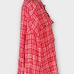 ZARA Shirt Women's Small Red Plaid Tweed Button Long Sleeves Collared Pockets Photo 5