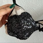 Victoria's Secret Victoria’s Secret Sequin Mesh Bralette Neutral Black Tan Nylon Small Photo 1