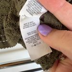 Aerie  Olive Green Open Knit Cropped Tank Top Crochet Festival Wide Strap XL Photo 5