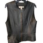 Amanda Smith Vintage Black Leather Lined Zip Vest Wm 6 Photo 0