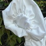 Forever 21  White Ruched Bodysuit with Puffed Sleeves Lace Up Back Detail Size M Photo 1