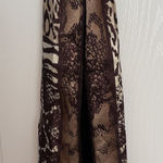 Adrienne Landau Animal Print Rectangular Silk Scarf Fringe Velvet Back Photo 0