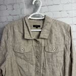 Quince  ladies tan button down cropped jacket size Large linen light academia Photo 4