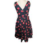 Miss Lulo Peach Sleeveless Fit and Flare Dress V Neck Tie Waist Retro Pin Up Photo 5