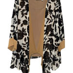 Susan Graver  Women Open Front Sheer Cardigan/Tank Top Set 1X Floral Brown Black Photo 0