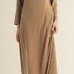Mod Ref  Long Sleeve Knit Midi Dress Mock Neck‎ Casual Comfort Beige Neutral Photo 0