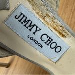 Jimmy Choo  015 Lancer Crystal Suede Strappy Heels Shimmer Silver Open Toe 37 Photo 11