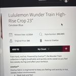 Lululemon  Wunder Train HR Crop 23” Hot Heat Photo 1
