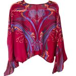 Free People  Beneath The Sea Butterfly Top Red Sheer Crop Women XS Relaxed Boho Photo 5