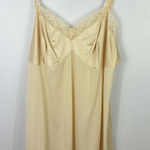 Vanity Fair Slip Dress Women 44 Beige Nylon Lace Trim Vintage Coquette Retro Photo 0