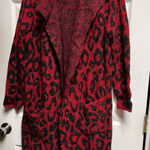 Joseph A 301-006  Size Medium Long Red Black cardigan duster Open Front Photo 0