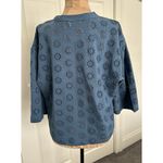 Madewell  Embroidered Wide-Sleeve Boxy Crop Tee Crewneck Blue Size M Photo 3