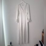 Lulus Elegant Celebration White Satin Long Sleeve Slip Maxi Dress Photo 2