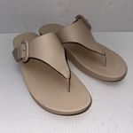 FitFlop  Thong Sandals Womens US 11 EU 43 Lulu Covered Buckle Beige Leather Slide Photo 1