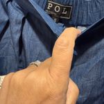 POL Blue soft lightweight Denim Skirt with embroidered lace pockets. Size S midi Photo 2