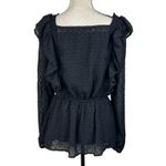 Savanna Jane Large Peplum Top Floral Embroidered Swiss Dot Lined Ruffled Crochet Black Photo 5