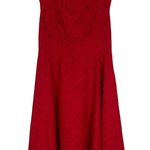 French Connection Lace Fit & Flare Dress Womens 6 Red Mini Sleeveless Classy Photo 2