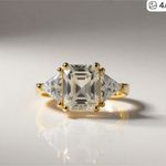 Elegant Gold Plated Over Solid Silver Emerald Cut 2.0ct Moissanite Stone Size 6 Photo 1