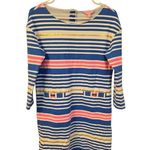 Lilly Pulitzer Lena Lapis Blue Tiki Stripe Half Sleeve Knit Mini Sheath Dress XS Photo 0