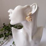 Gold with Pearls Seashell Dangle Earrings Photo 4