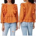 The Great Eyelet Ruffle Flutter Top Womens 3 Rust Orange Cotton Keyhole Back Size undefined Photo 6