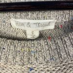 Hem & Thread Speckled Knit Sweater Dress Cream Beige Crochet Trim Size Small Photo 4