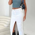 Princess Polly Lioness Barbara White Front Split Denim Midi Skirt XXL Photo 2