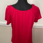 New Direction s Red Short Sleeve Lace Blouse Size Medium Photo 3
