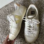 VEJA  9 Womens Campo Chromefree Sneakers in White and Sun Peach Orange Photo 5