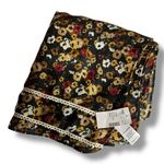 Maurice's Womens Oversized Scarf Dark Autumn Floral Print Lace Detail Red Brown Photo 5