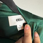 NWT Olia Green Satin Long Sleeve Mini Dress Size M Photo 3