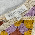 Rebellion Again Crochet Crop Top Granny Square Knit Sleeveless XS Photo 3